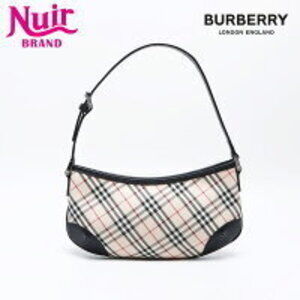 Burberry Nova Check Canvas Leather One Shoulder Hobo Handbag White